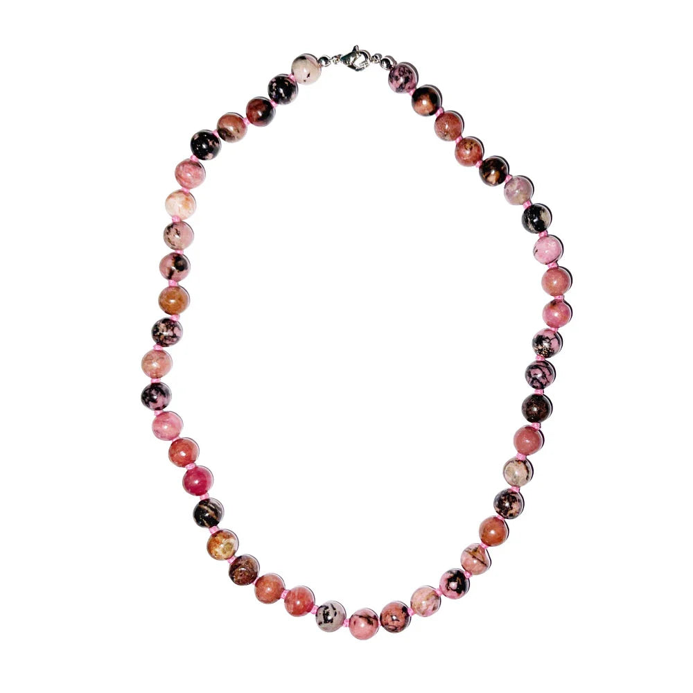 Collana in rodonite – Perle sferiche annodate 8 mm – 45 cm