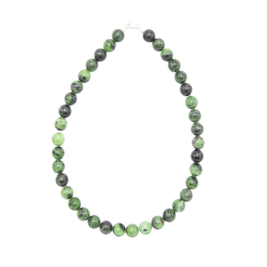 Collana in rubino su zoisite – Perle sferiche da 12 mm