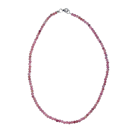 Collana in tormalina rosa – Perline sfaccettate 4 mm – 45 cm