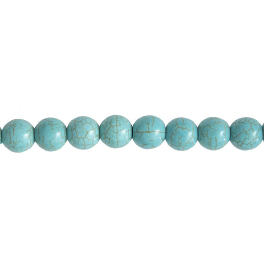 Filo di perle di howlite blu – Perle sferiche da 12 mm