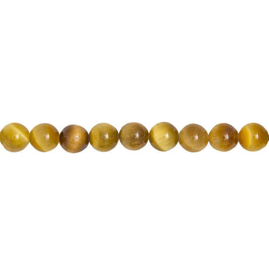 Filo di perle di occhio di tigre dorato – Perle sferiche da 10 mm