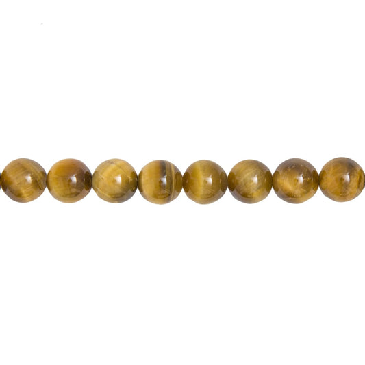 Filo di perle di occhio di tigre dorato – Perle sferiche da 12 mm