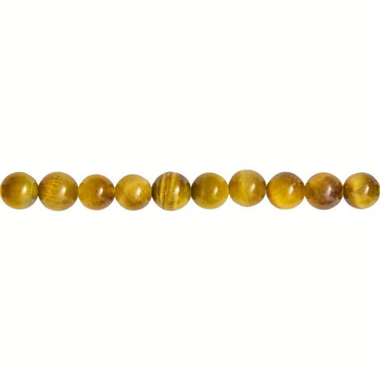 Filo di perle di occhio di tigre dorato – Perle sferiche da 8 mm