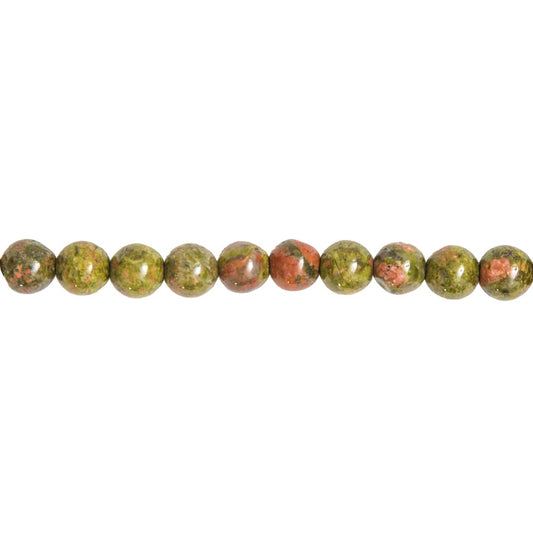 Filo di perle di unakite – Perle sferiche da 8 mm
