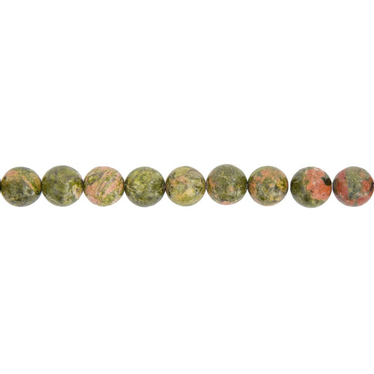 Filo di perle di unakite – Perle sferiche da 10 mm