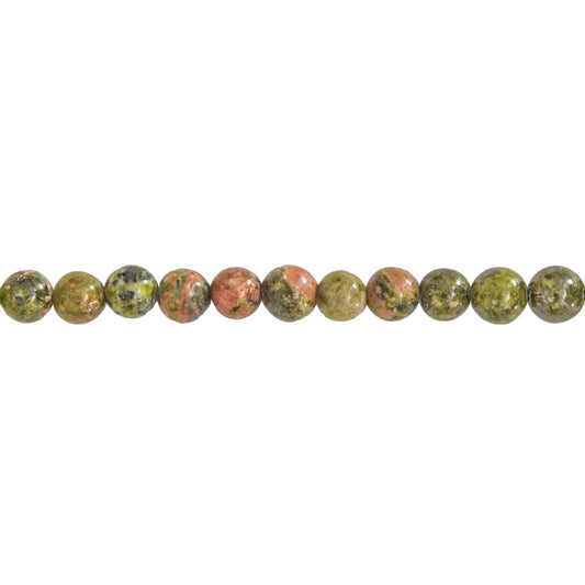 Filo di perle di unakite – Perle sferiche da 6 mm