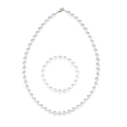 Parure in cristallo di rocca – Perle sferiche da 8 mm