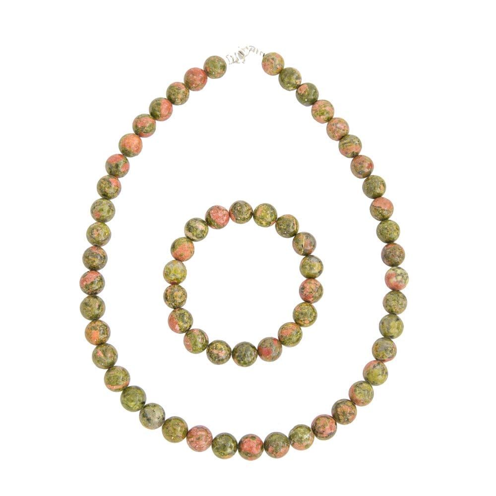 Parure in epidoto – Perle sferiche da 10 mm