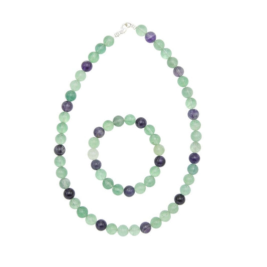 Parure in fluorina multicolore – Perle sferiche da 10 mm