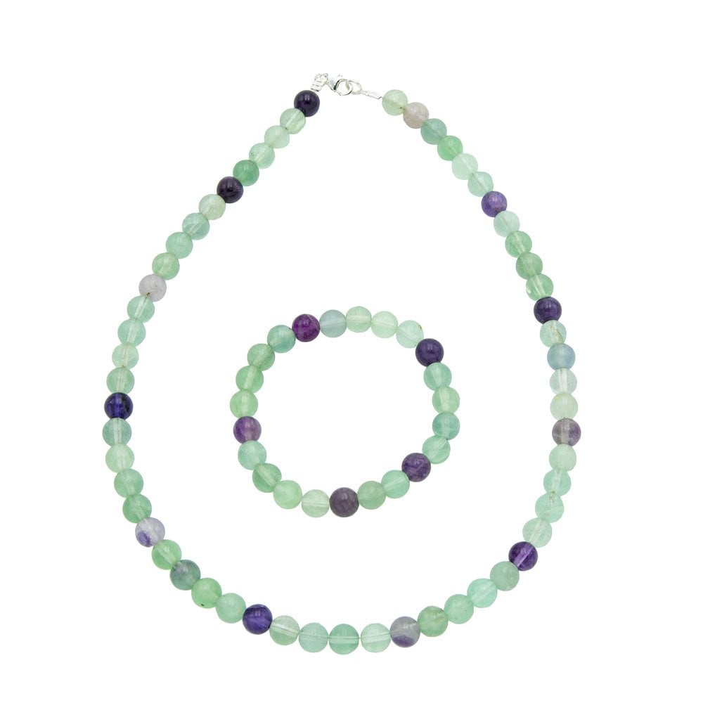 Parure in fluorina multicolore – Perle sferiche da 8 mm