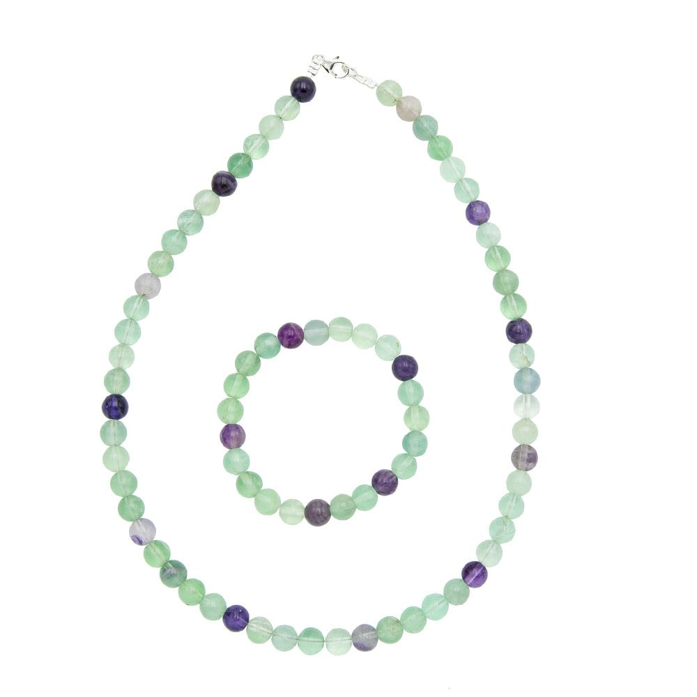 Parure in fluorina multicolore – Perle sferiche da 8 mm