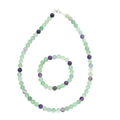 Parure in fluorina multicolore – Perle sferiche da 8 mm