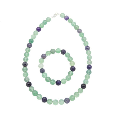 Parure in fluorite multicolore – Perle sferiche da 10 mm