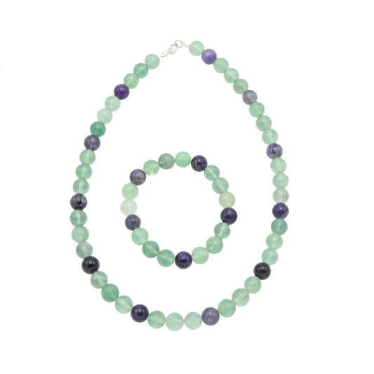 Parure in fluorite multicolore – Perle sferiche da 10 mm