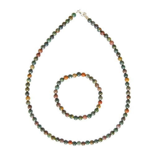 Parure in diaspro sanguigno – Perle sferiche da 6 mm