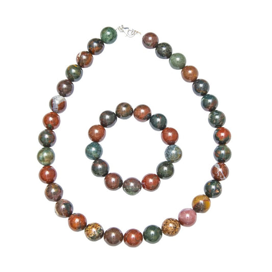 Parure in diaspro sanguigno – Perle sferiche da 14 mm