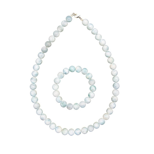Parure in larimar – Perle sferiche da 10 mm