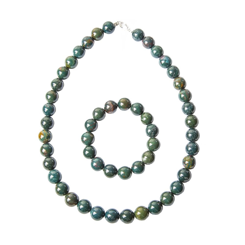 Parure in pietra di sangue – Perle sferiche da 12 mm