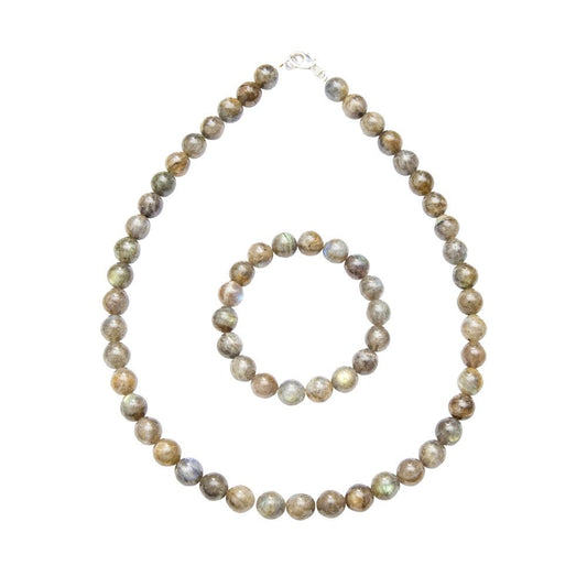 Parure in spettrolite – Perle sferiche da 10 mm