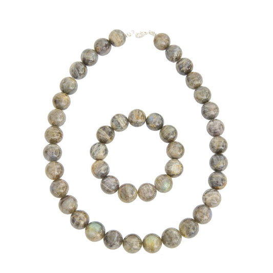 Parure in spettrolite – Perle sferiche da 14 mm
