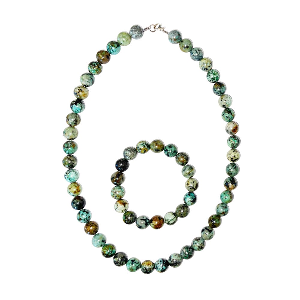 Parure in turchese d'Africa – Perle sferiche da 10 mm