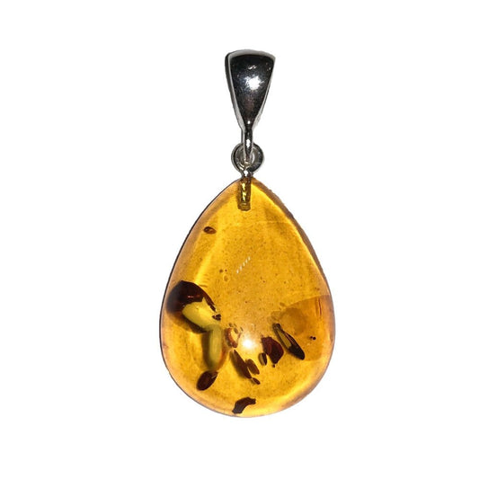 Ciondolo in ambra – Goccia Argento 925