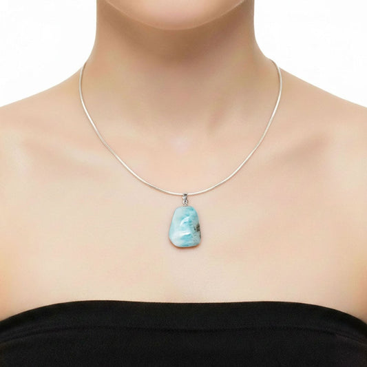 Ciondolo in larimar – Larimar Pietra burattata