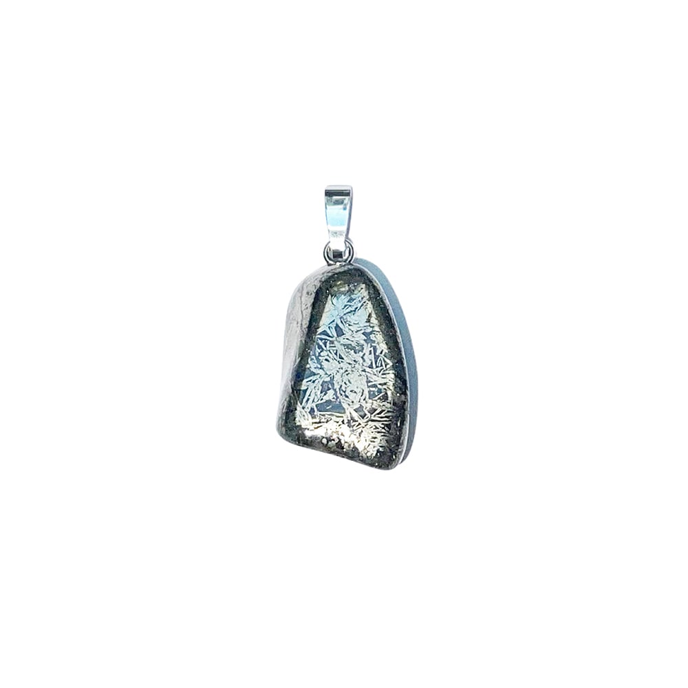 Ciondolo in pirite – Pyrite plume Pietra burattata