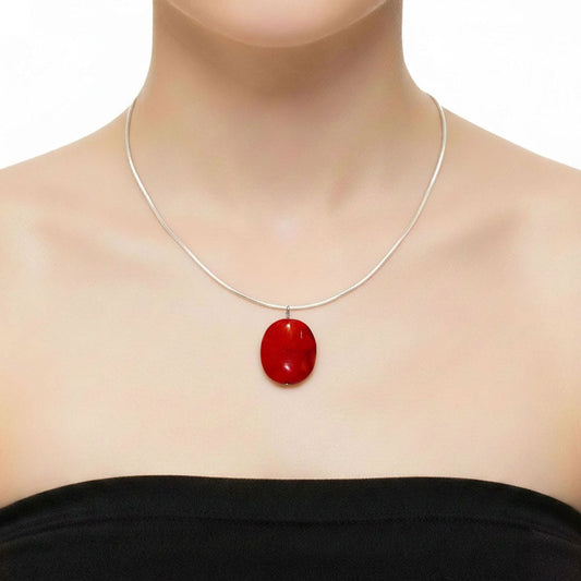 Ciondolo in corallo rosso – Pietra piatta