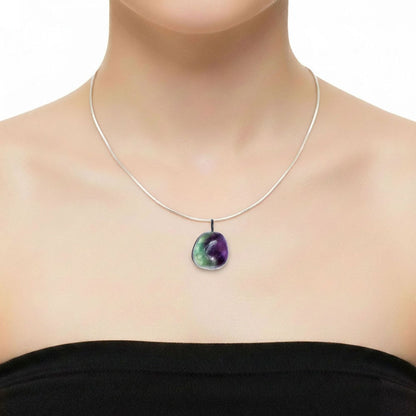 Ciondolo in fluorite multicolore – Pietra burattata