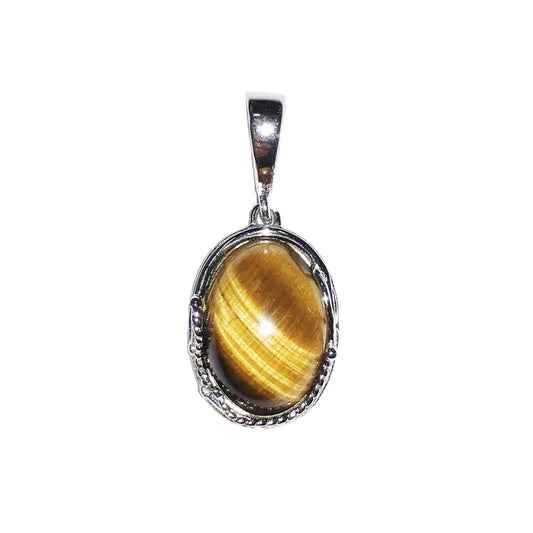 Ciondolo in occhio di tigre Capucine – Ovale – Argento 925