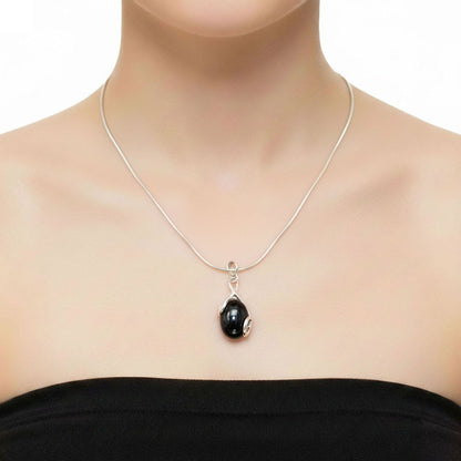 Ciondolo in onice nero Océane – Ovale – Argento 925