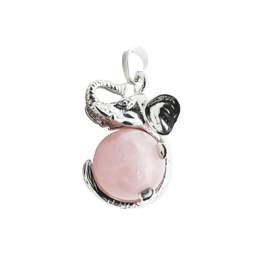 Ciondolo in Quarzo Rosa – Elefante