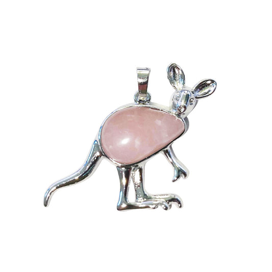 Ciondolo in quarzo rosa – Canguro