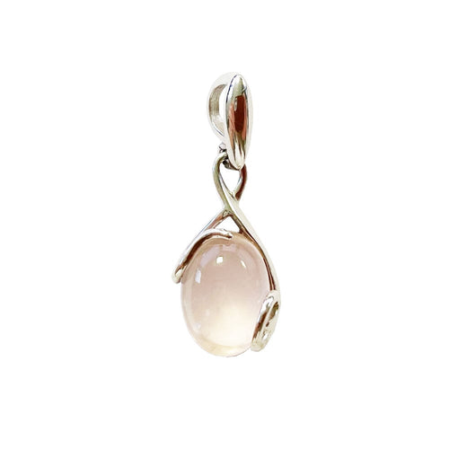 Ciondolo in quarzo rosa “Océane” – Ovale – Argento 925