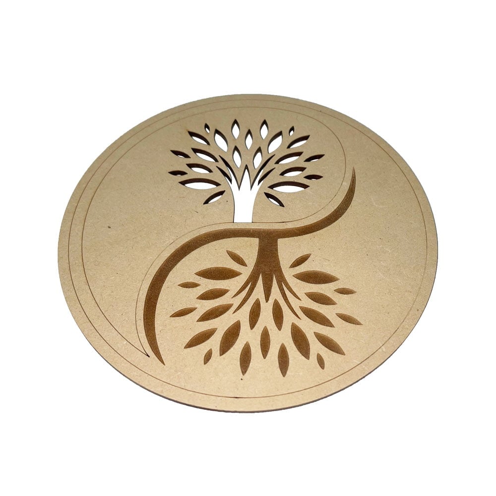 Piastra di ricarica Albero della vita e Yin Yang – Legno intagliato