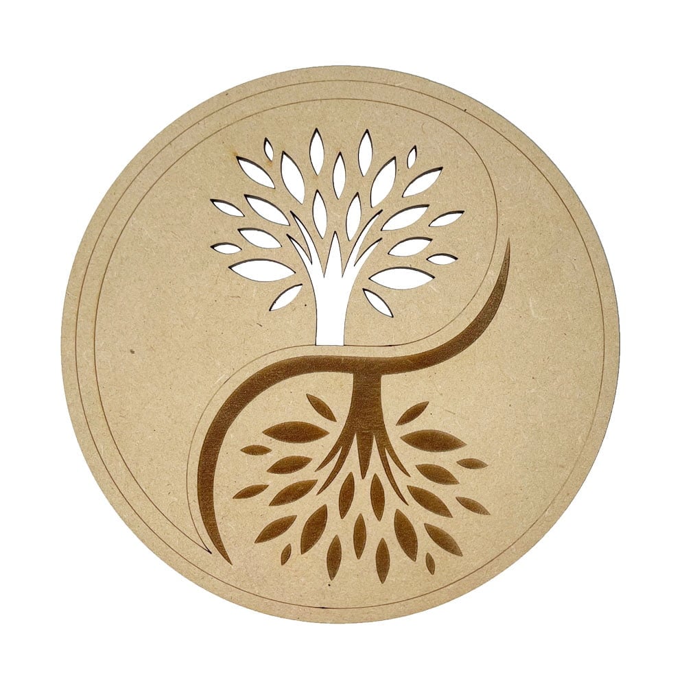 Piastra di ricarica Albero della vita e Yin Yang – Legno intagliato