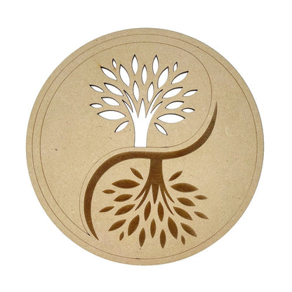 Piastra di ricarica Albero della vita e Yin Yang – Legno intagliato