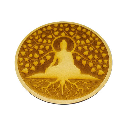 Piastra di ricarica Buddha e Albero della vita – Legno intagliato