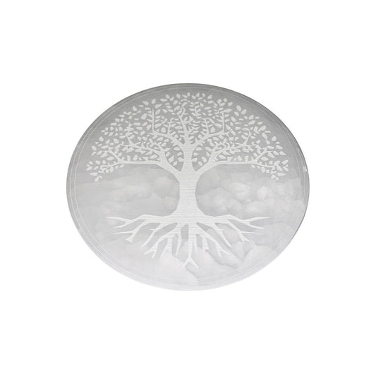 Piastra di ricarica in selenite – Albero della vita – 10 cm