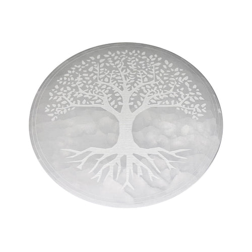 Piastra di ricarica in selenite – Albero della vita – 14 cm