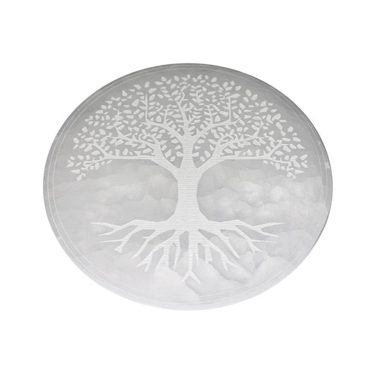 Piastra di ricarica in selenite – Albero della vita – 14 cm