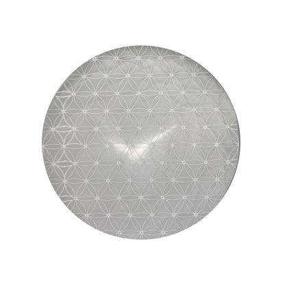 Piastra di ricarica in selenite – Fiore della vita – 10 cm