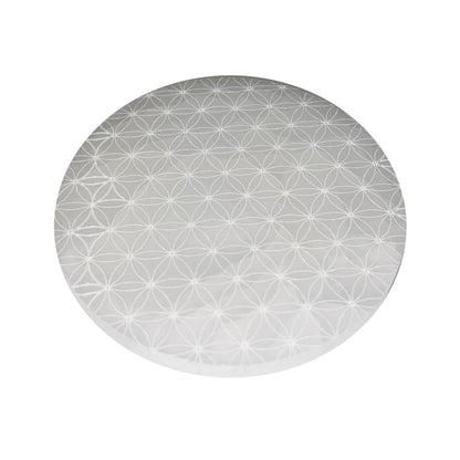 Piastra di ricarica in selenite – Fiore della vita – 14 cm