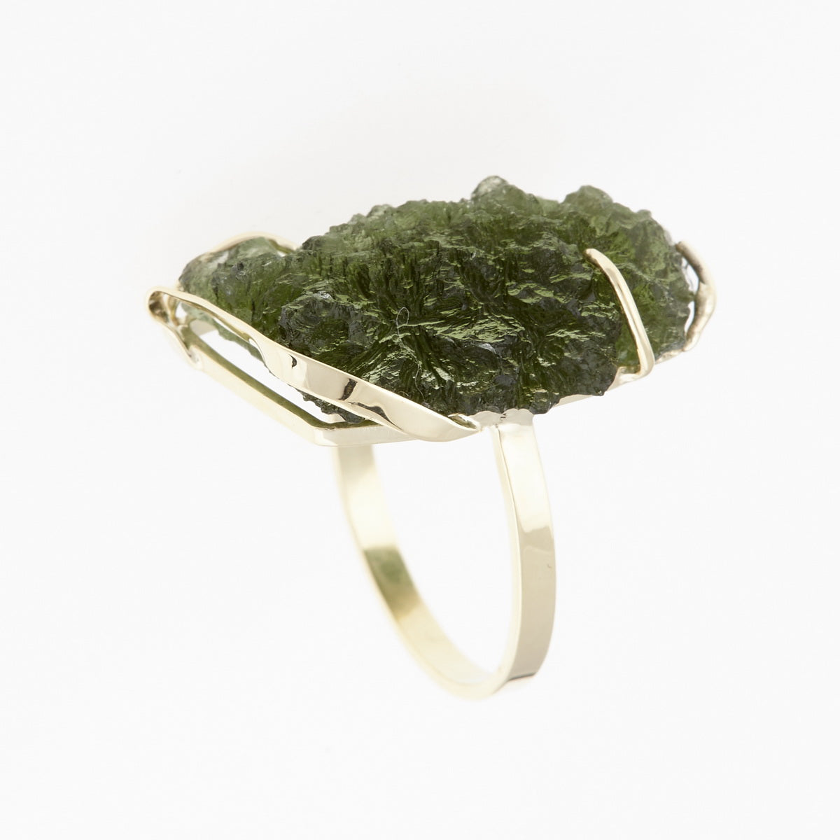Anello d'oro con Moldavite 3825-1