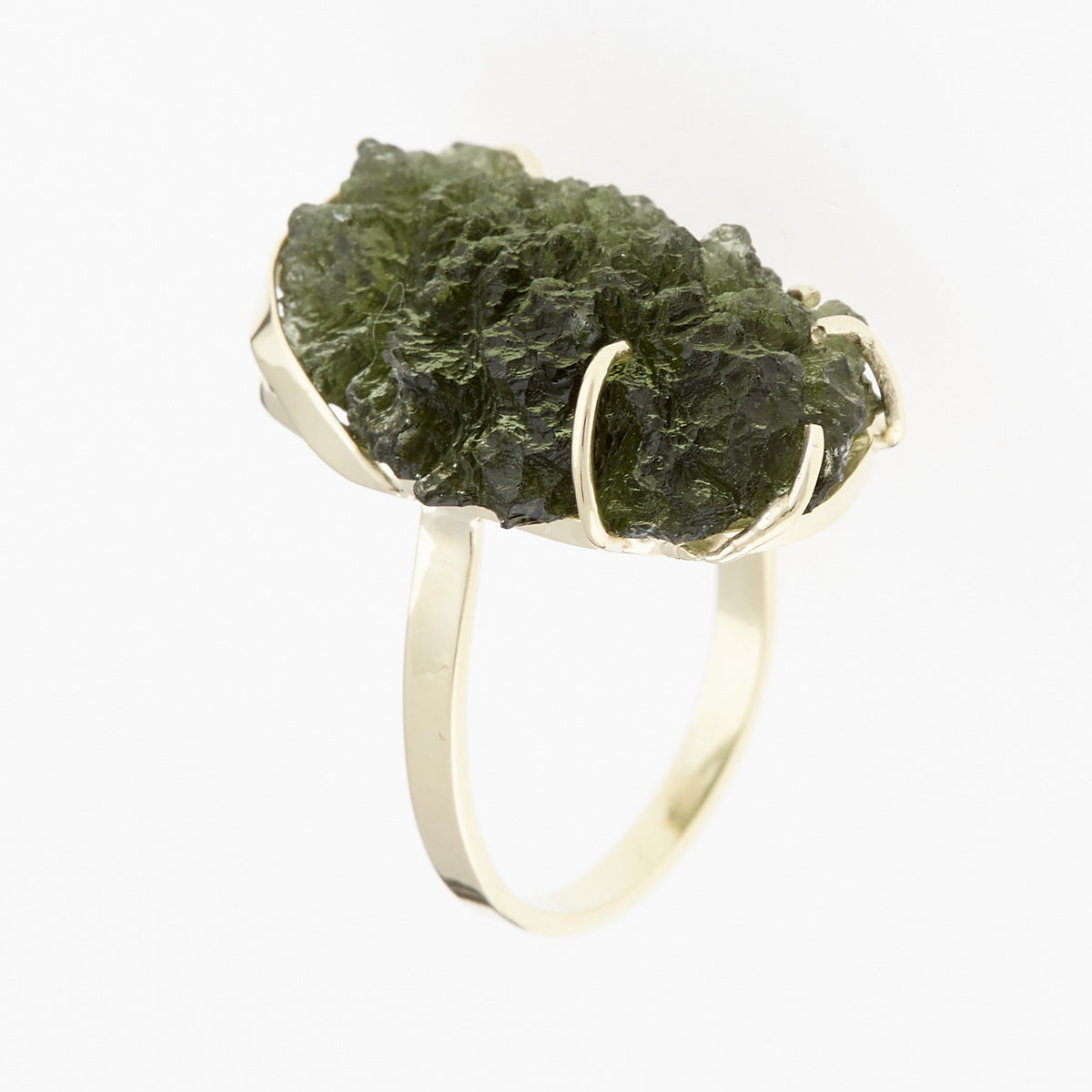 Anello d'oro con Moldavite 3825-1
