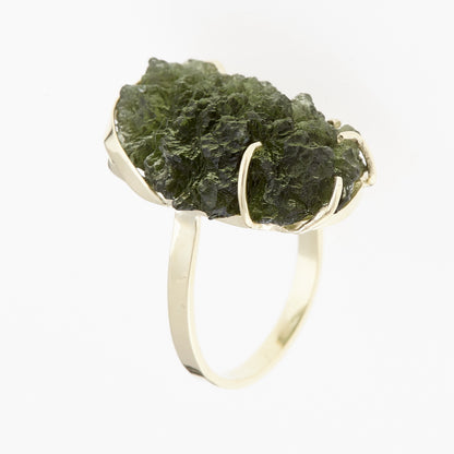 Anello d'oro con Moldavite 3825-1