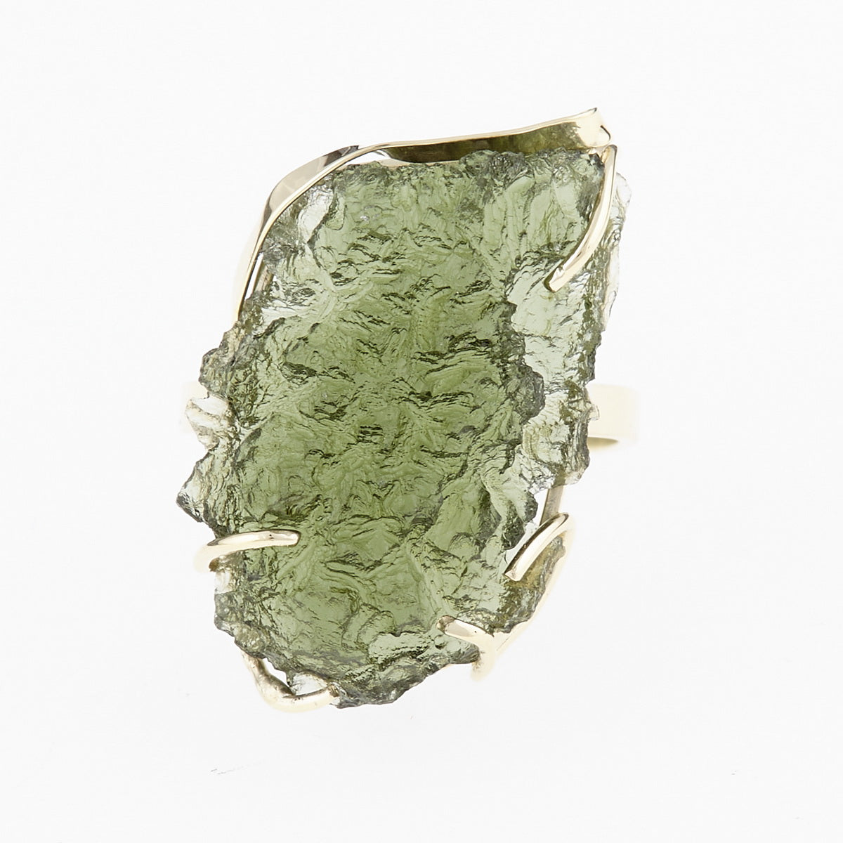 Anello d'oro con Moldavite 3825-1