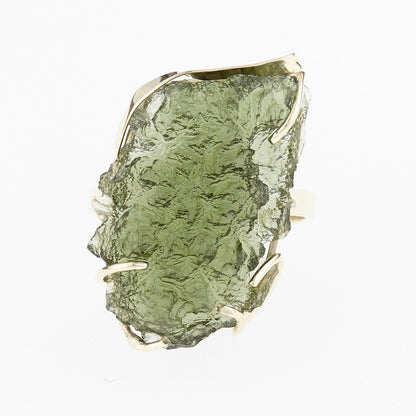 Anello d'oro con Moldavite 3825-1