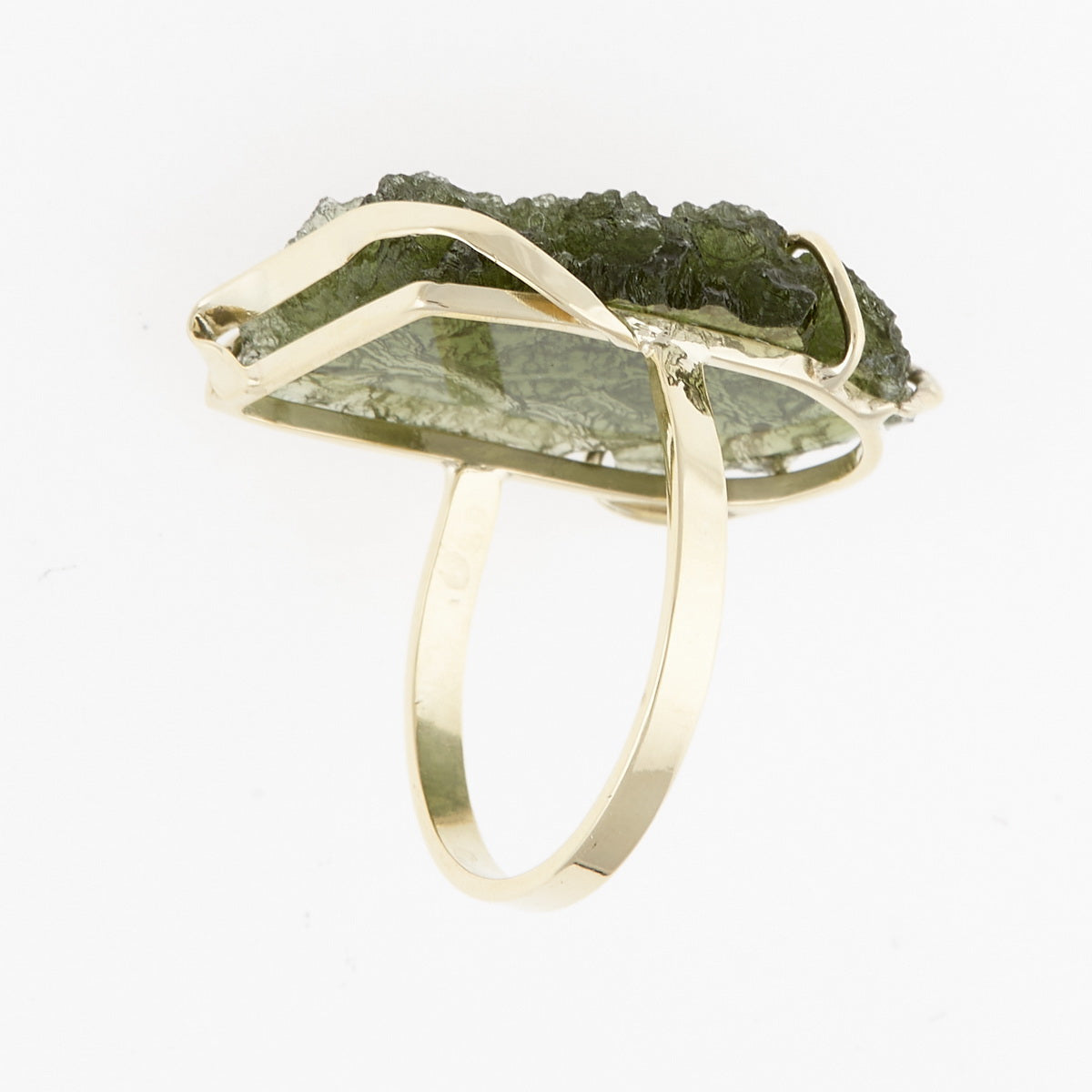 Anello d'oro con Moldavite 3825-1